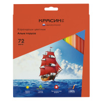 Карандаши цветные Красин "Алые паруса", 72цв., трехгран., заточен., картон, европодвес, 382238