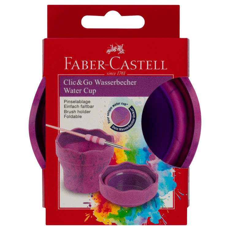 Стакан для воды Faber-Castell "Clic&Go", складной, розовый мрамор, 386610 Стакан для воды Faber-Castell "Clic&Go", складной, розовый мрамор, 386610