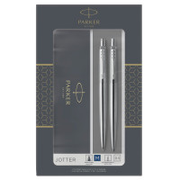 Набор Parker "Jotter Stainless Steel CT": ручка шариковая, 1,0мм и механический карандаш, 0,5мм, подарочная упаковка, 288615 Набор Parker "Jotter Stainless Steel CT": ручка шариковая, 1,0мм и механический карандаш, 0,5мм, подарочная упаковка, 288615