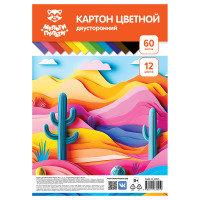 Картон цветной А4, Мульти-Пульти, 60л., 12цв., тонированный, ассорти, 180г/м2, 381619 Картон цветной А4, Мульти-Пульти, 60л., 12цв., тонированный, ассорти, 180г/м2, 381619