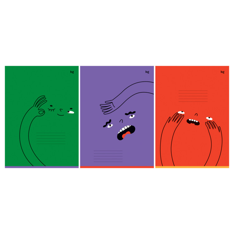 Тетрадь 96л., А4, клетка BG "Monocolor. Emotions", 6 штук, 373466