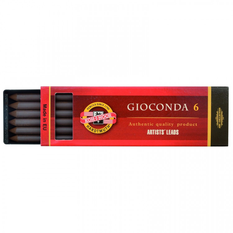 Сепия Koh-I-Noor "Gioconda", коричневая темная, стержень, 5,6мм, 6шт., пластик короб, 298324