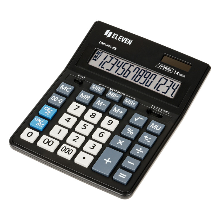 Калькулятор настольный Eleven Business Line CDB1401-BK, 14 разрядов, двойное питание, 155*205*35мм, черный, 339193 Калькулятор настольный Eleven Business Line CDB1401-BK, 14 разрядов, двойное питание, 155*205*35мм, черный, 339193