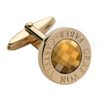 Запонки Graf von Faber-Castell золотое напыление, цитрин, круглые, 288959 Запонки Graf von Faber-Castell золотое напыление, цитрин, круглые, 288959