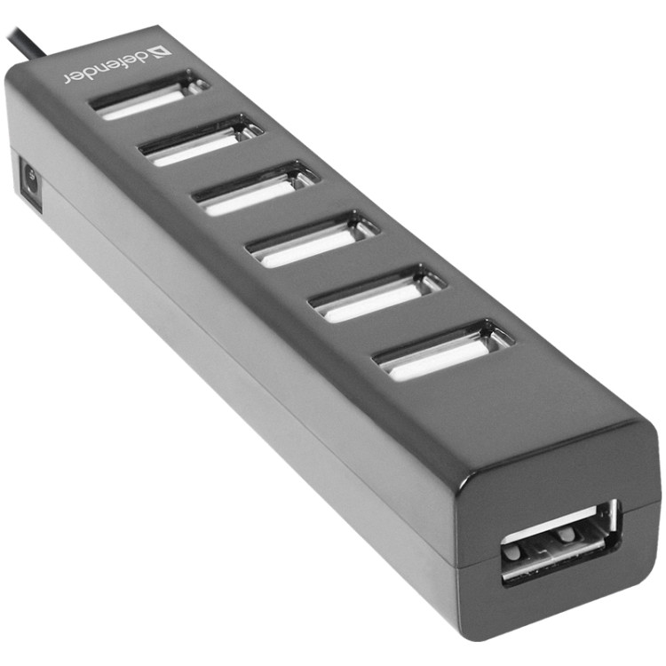 Разветвитель USB Defender Quadro Swift USB2.0, 7 портов, черный, 260834 Разветвитель USB Defender Quadro Swift USB2.0, 7 портов, черный, 260834
