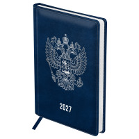 Ежедневник датированный 2027г., А5, 176л., твердый переплет, кожзам, BG "Орел", синий, 390439 Ежедневник датированный 2027г., А5, 176л., твердый переплет, кожзам, BG "Орел", синий, 390439
