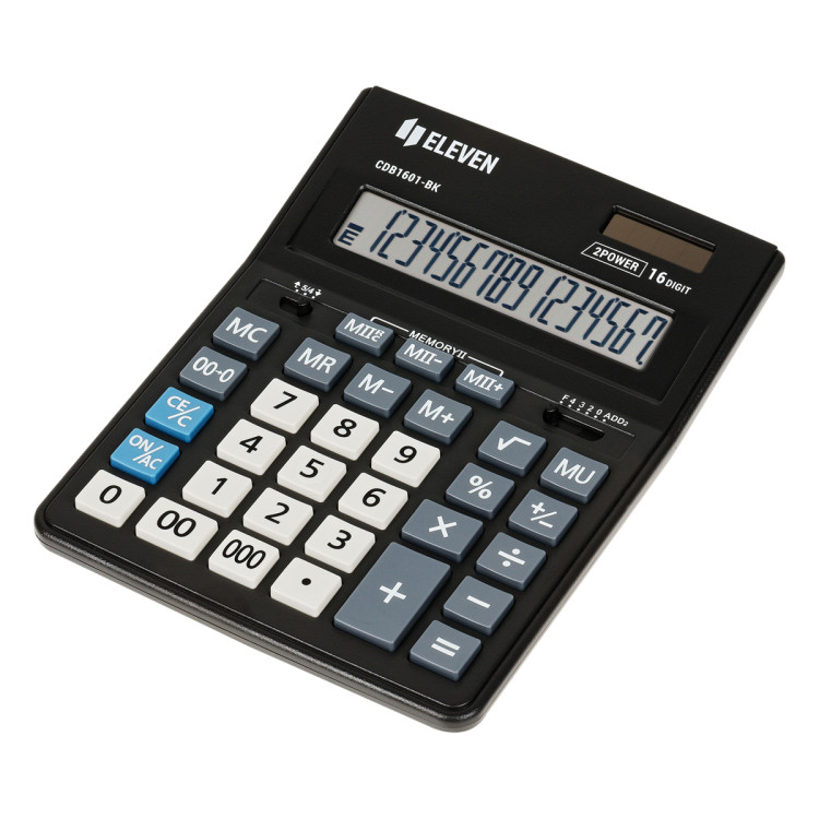 Калькулятор настольный Eleven Business Line CDB1601-BK, 16 разрядов, двойное питание, 155*205*35мм, черный, 339194