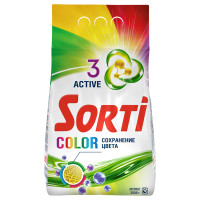 Порошок для машинной стирки Sorti "Color", 3кг, 284957 Порошок для машинной стирки Sorti "Color", 3кг, 284957