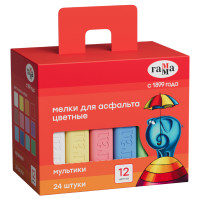 Мелки для асфальта Гамма "Мультики" цветные, 24шт., квадратные, картонная коробка, 358215