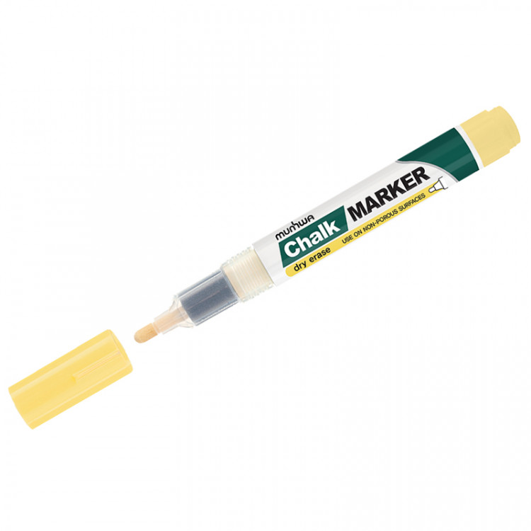 Маркер меловой MunHwa "Chalk Marker" желтый, 3мм, спиртовая основа, пакет, 227224