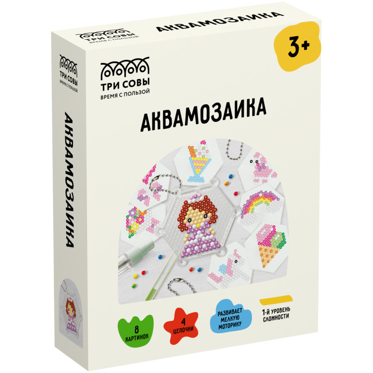 Аквамозаика ТРИ СОВЫ "Принцесса", набор инструментов и аксессуаров, трафареты, картонная коробка 11*14см, 359683 Аквамозаика ТРИ СОВЫ "Принцесса", набор инструментов и аксессуаров, трафареты, картонная коробка 11*14см, 359683