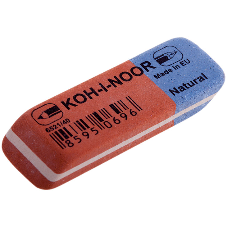 Ластик Koh-I-Noor "Blue Star" 40, скошенный, комбинированный, натуральный каучук, 57*19,5*8мм, 40 штук, 001451