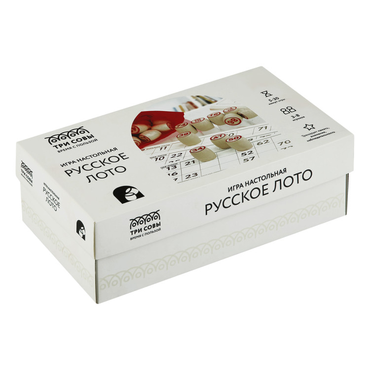 Игра настольная ТРИ СОВЫ "Русское лото", с бочонками, картонная коробка, 382996