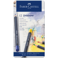 Карандаши цветные Faber-Castell "Goldfaber", 12цв., круглые, заточен., метал. коробка, 285913
