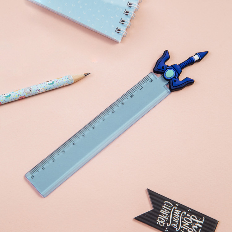 Линейка с топпером 12см MESHU "Blue sword", пластиковая, европодвес, 322840