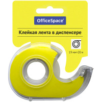 Клейкая лента 19мм*20м, OfficeSpace, прозрачная, в пластиковом диспенсере, европодвес, 288236 Клейкая лента 19мм*20м, OfficeSpace, прозрачная, в пластиковом диспенсере, европодвес, 288236