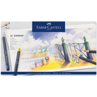 Карандаши цветные Faber-Castell "Goldfaber", 36цв., круглые, заточен., метал. коробка, 285915