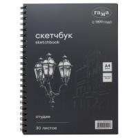 Альбом для графики, 30л., А4, на спирали Гамма "Студия", черный, 140г/м3, 370394 Альбом для графики, 30л., А4, на спирали Гамма "Студия", черный, 140г/м3, 370394