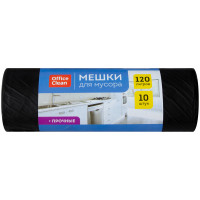 Мешки для мусора 120л OfficeClean ПНД, 70*110см, 15мкм, 10шт., прочные, черные, в рулоне, 255796 Мешки для мусора 120л OfficeClean ПНД, 70*110см, 15мкм, 10шт., прочные, черные, в рулоне, 255796