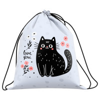 Мешок для обуви 1 отделение ArtSpace "Black Cat with Flowers", 350*420мм, 380853 Мешок для обуви 1 отделение ArtSpace "Black Cat with Flowers", 350*420мм, 380853