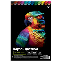 Картон цветной, А4 одностор, BG, 80 л., 16 цв., немелованный, в коробке, 385218 Картон цветной, А4 одностор, BG, 80 л., 16 цв., немелованный, в коробке, 385218