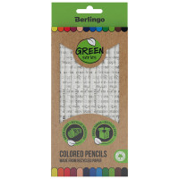 Карандаши цветные Berlingo "SuperSoft. Green Series", 12цв., из переработанной бумаги, заточен., картон, европодвес, 338518